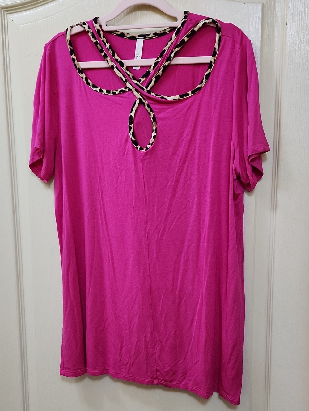 CELESTE LEOPARD PRINT CRISS-CROSS BLOUSE